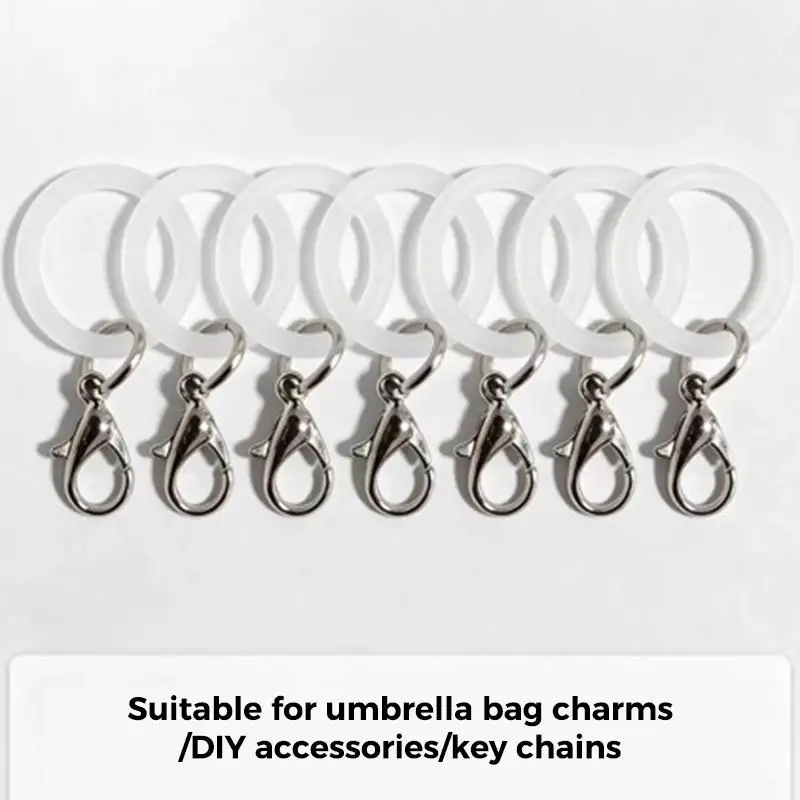 10PCS Silicone O Ring Keychain Connector Transparent Elastic O Ring Loop with Lobster Clasp for Backpack Zipper Pull Bag Pendan