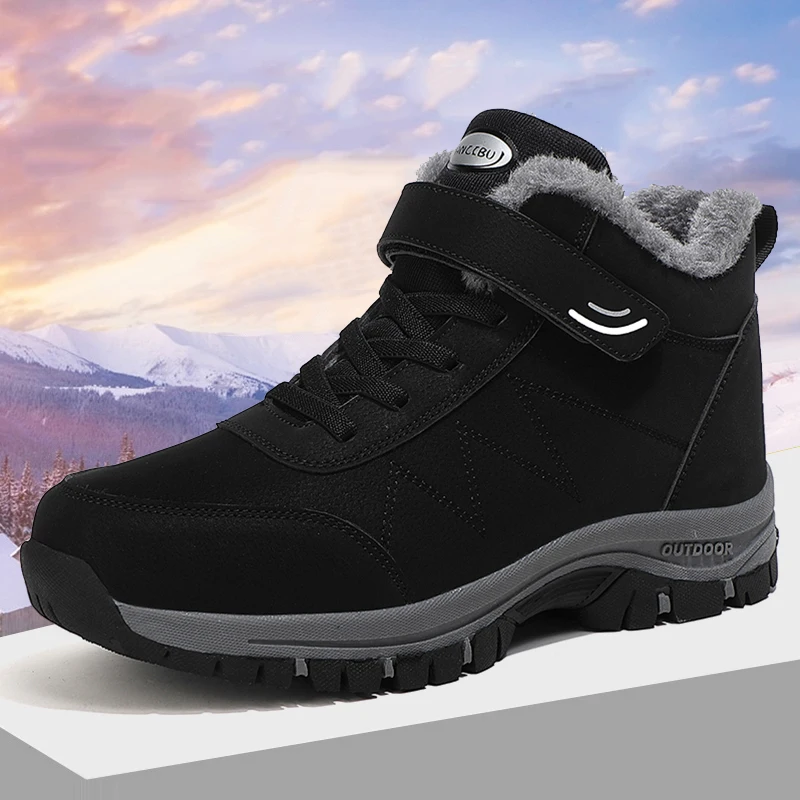 Winter Men's Boots Warm Plus Velvet Men's Cotton Shoes Windproof Snow Boots Comfortable Men Casual Shoes Non-slip Hiking Boots