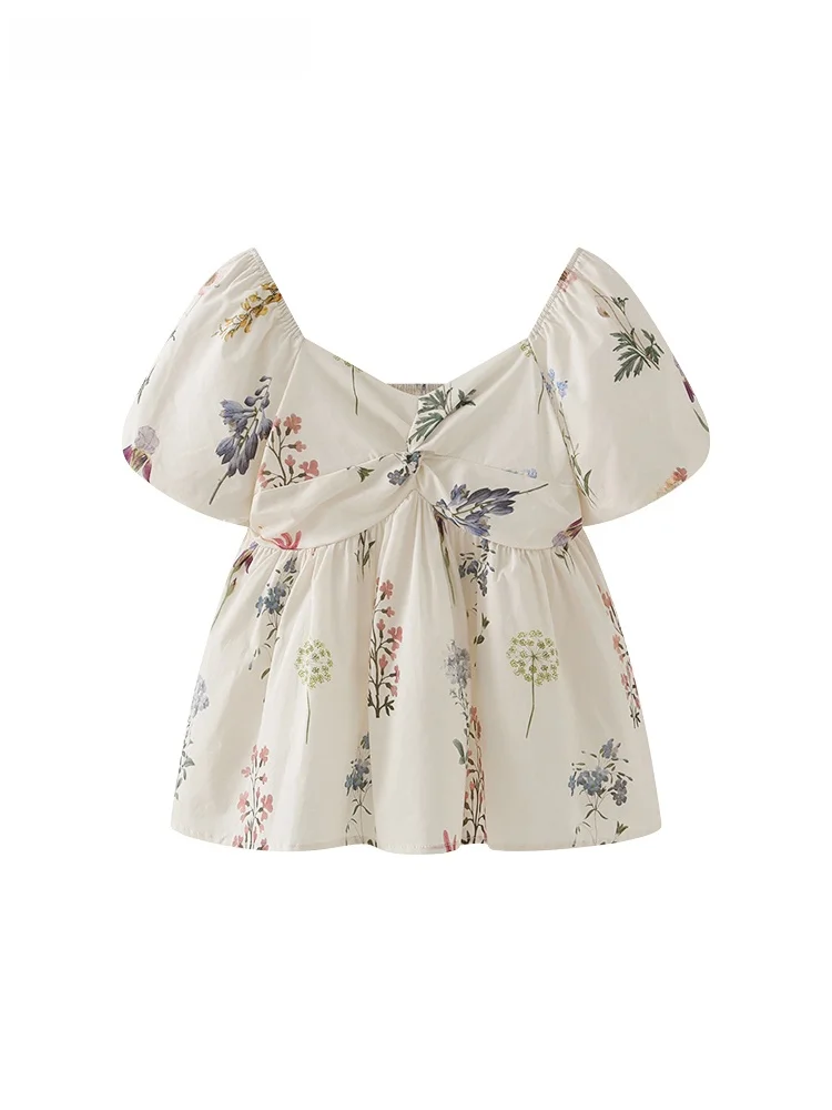 

Летний женский топ La Chapelle с романтичным принтом, на одно плечо, модный повседневный, из хлопка