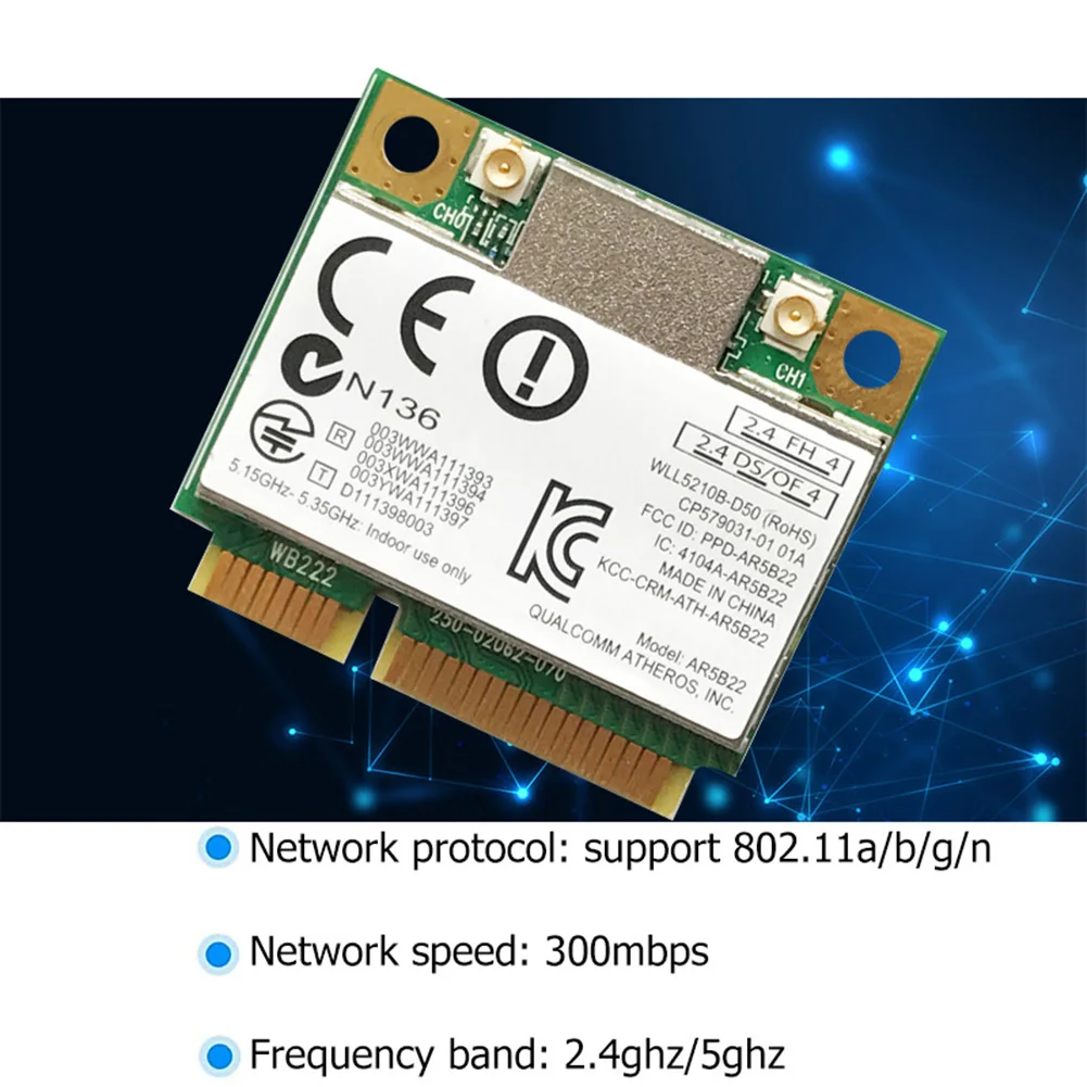 2.4G/5G Mini PCI-E محول لاسلكي 300Mbps بلوتوث واي فاي بطاقة الشبكة 802.11a/b/g/n واي فاي بطاقة الشبكة اللاسلكية لأجهزة الكمبيوتر المحمول