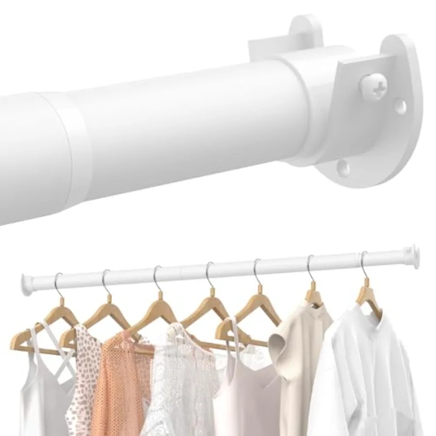 

Closet Rods for Hanging Clothes, 17 to 84 Inch Stepless Adjustable Metal Closet Rod, 1.3 Inch Heavy Duty Clothes Hanging Rod fo