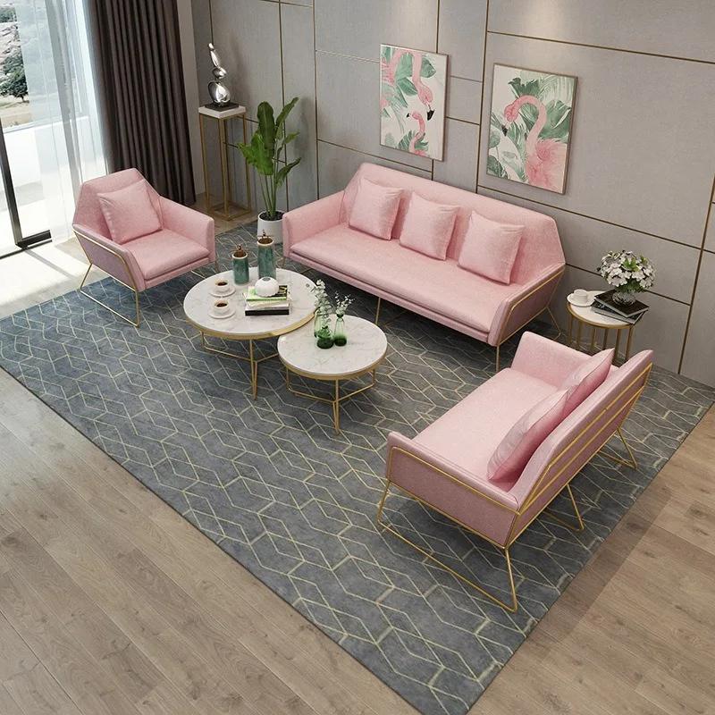 Sofá de tela para sala de estar, combinación de oficina, recepción, asiento de tarjeta de ocio, pequeño apartamento, hogar, sofá perezoso simple