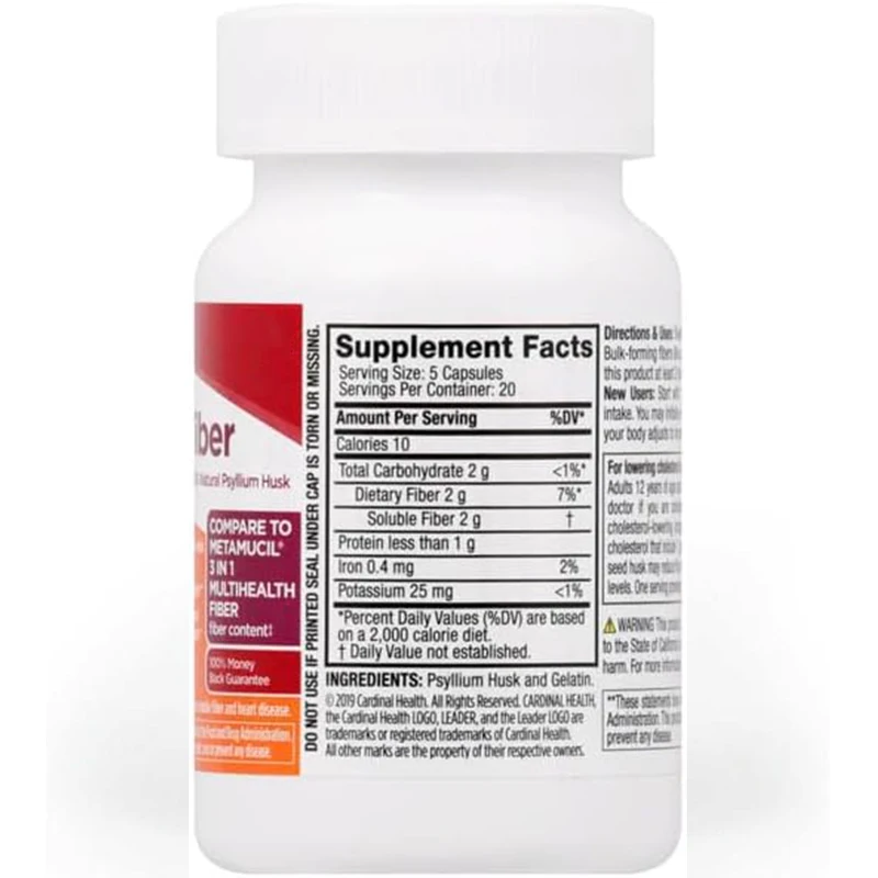 Daily Plantago Asiatica Shell Powder Supplement, 3-in-1 Fiber Promotes Digestive Health, 100% Natural, 60 Capsules