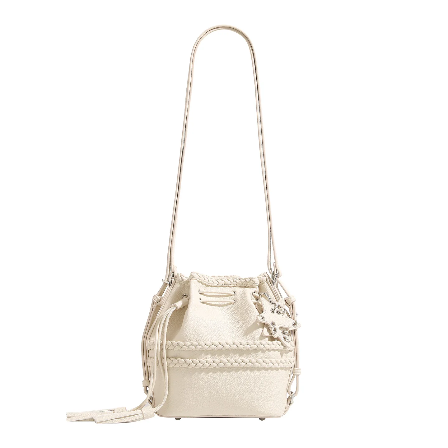 2025 New Fashion Handbag Niche Tassel Drawstring Shoulder Bag Premium Messenger Bucket Bag Commuter Backpack