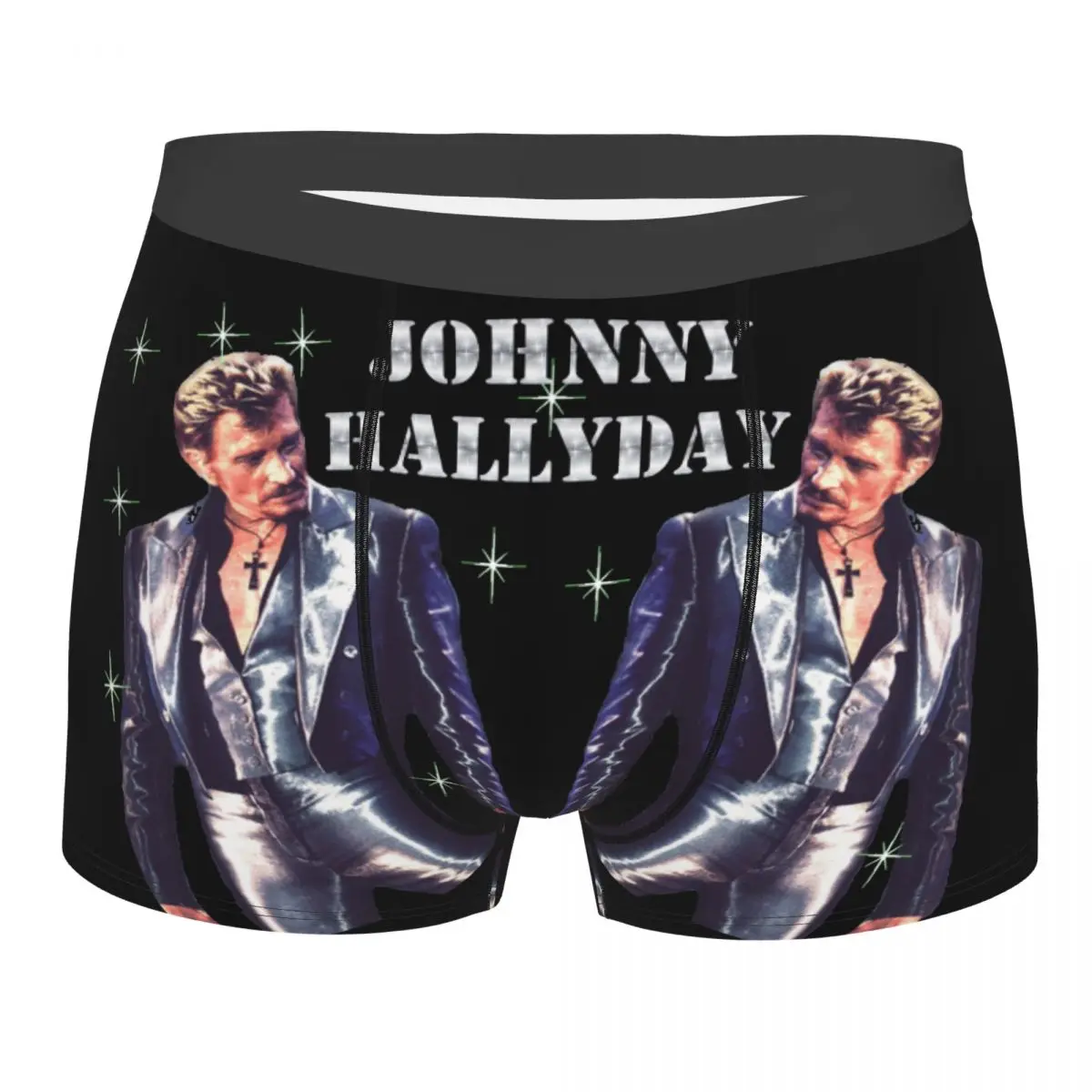 Johnny Hallyday Underwear Men Sexy Print Customized French Rock Singer Boxer Shorts Panties