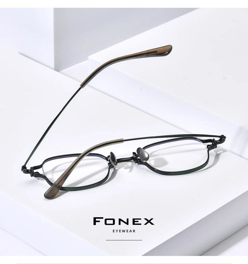 FONEX Titan Brille Rahmen Männer Drand Design Retro Quadrat Brillen Frauen Vintage Japanische Brille Ultraleicht Brillen MN186 – Detail 3
