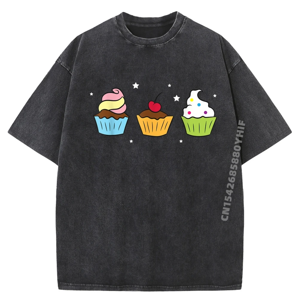 

Cupcakes Baking Sweet Cupcakes Sweet Cupcake Baking Grpahic Tee Funny Printed T-Shirt Loose Fit Washed Shirt