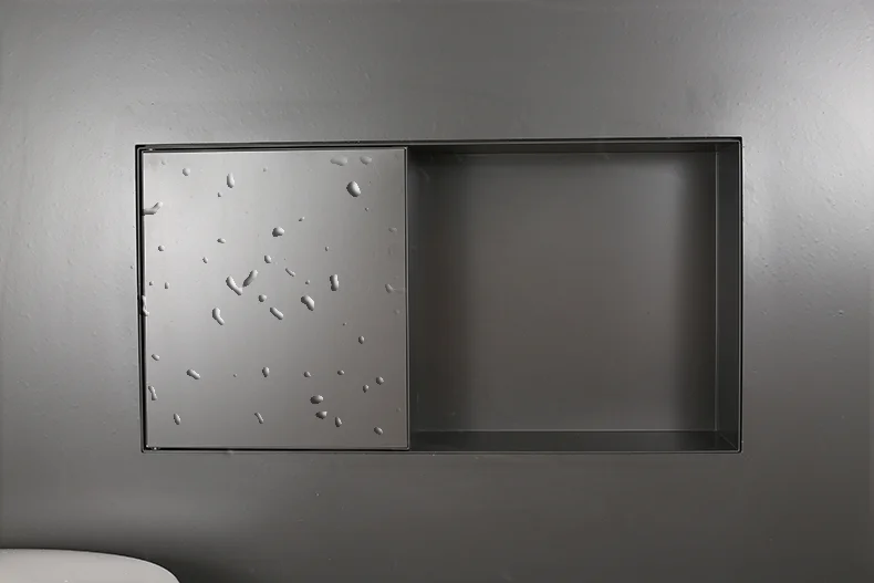 OEM/ODM Embedded Bathroom Metal Shelf SUS304 Niche Storage With Door Open Cabinet Recessed Paper Box Niche Bathroom  Shower