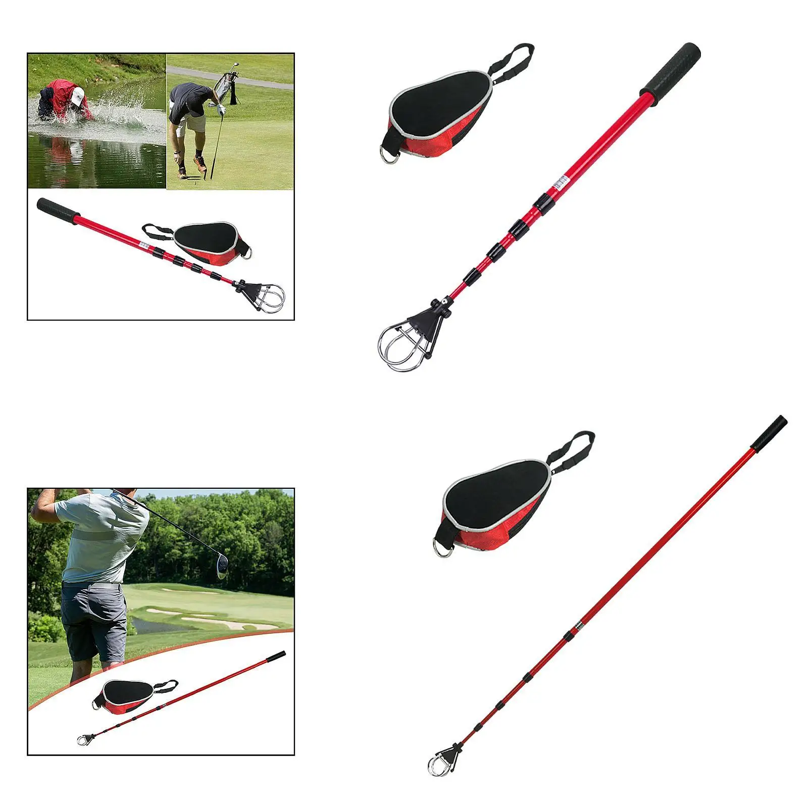 Golf Ball Retriever Tool with Ergonomic Handle Telescopic Design Portable Golf Accessory for Training Use
