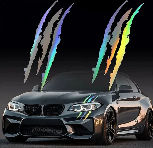 Imagen 2 del producto Calcomanía de raya rayada de garra de monstruo, calcomanía de marcas de garra, pegatina reflectante para motocicleta y coche, accesorios de decoración universales para Moto