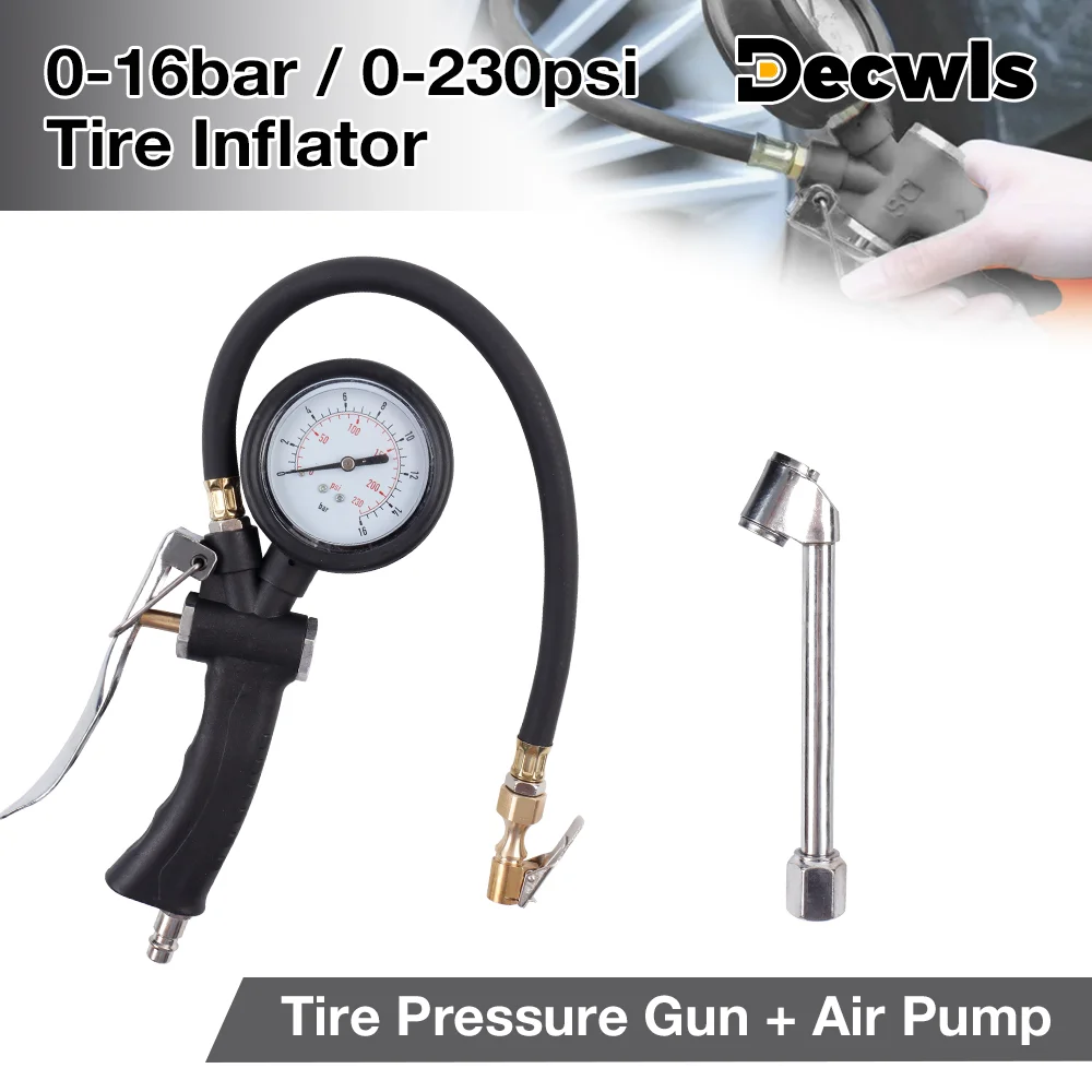 

Car Tire Pressure Gun, 0-16Bar/0-230Psi Tire Pressure Gauge, Inflator Nozzle, Eu, Detachable, For Monitoring/Inflating Car Tires