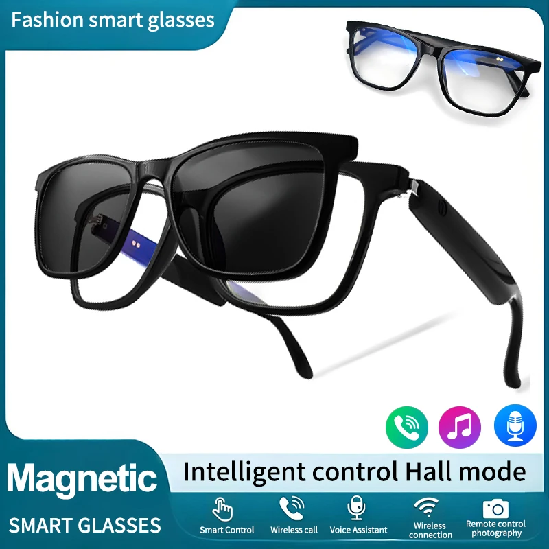 LIGE Kacamata Hitam Pintar Bluetooth Bingkai Magnetik Audio Panggilan Musik Cahaya Antibiru Lensa Terpolarisasi UV400 Kacamata Pintar Pria Wanita 2025