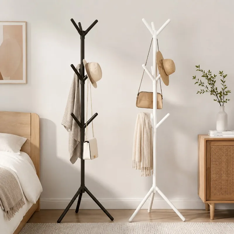 Standing Coat Rack Tree Branch Metal Clothes Hat Hanger Pole Sturdy Jacket Bag Holder Organizer for Bedroom Entryway Living Room