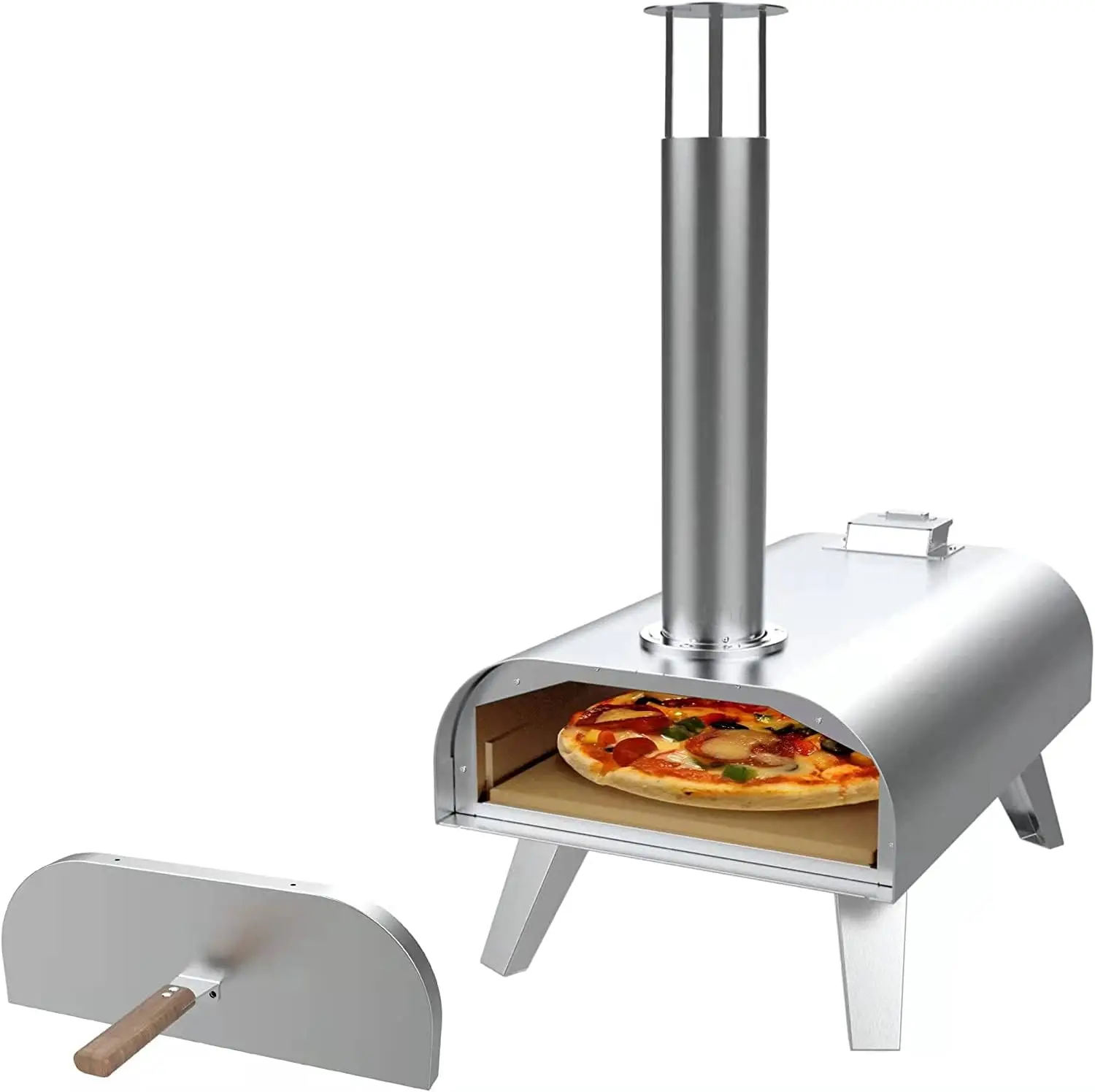 For Outdoor Portable Wood Pizza Oven Stainless Steel Homemade Pizza Bakery 12 Inch Wood Pellet Pizza Oven