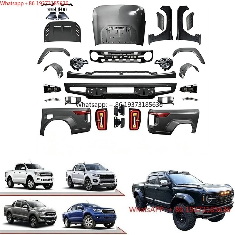 For Aftermarket Facelift Body Kit for Ford Ranger T6 T7 T8 2012-2021 Bronco Style Upgrade With Hood Fender Lamp Bumper
