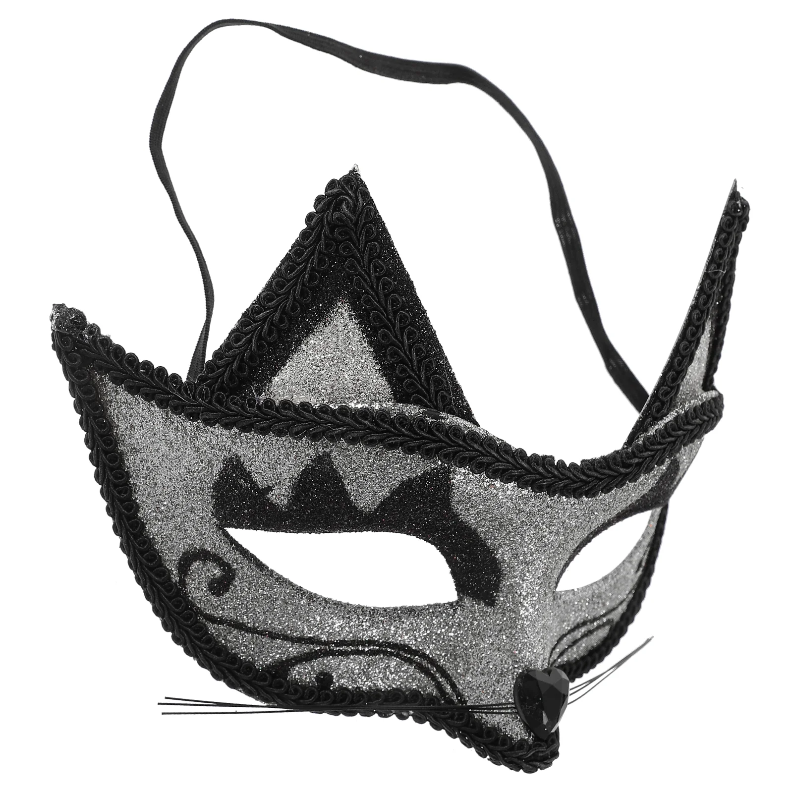 Máscara de Mascarada metálica para Halloween, Carnaval, Pascua, espectáculo, fiesta de lujo, disfraz negro, Gato de plástico