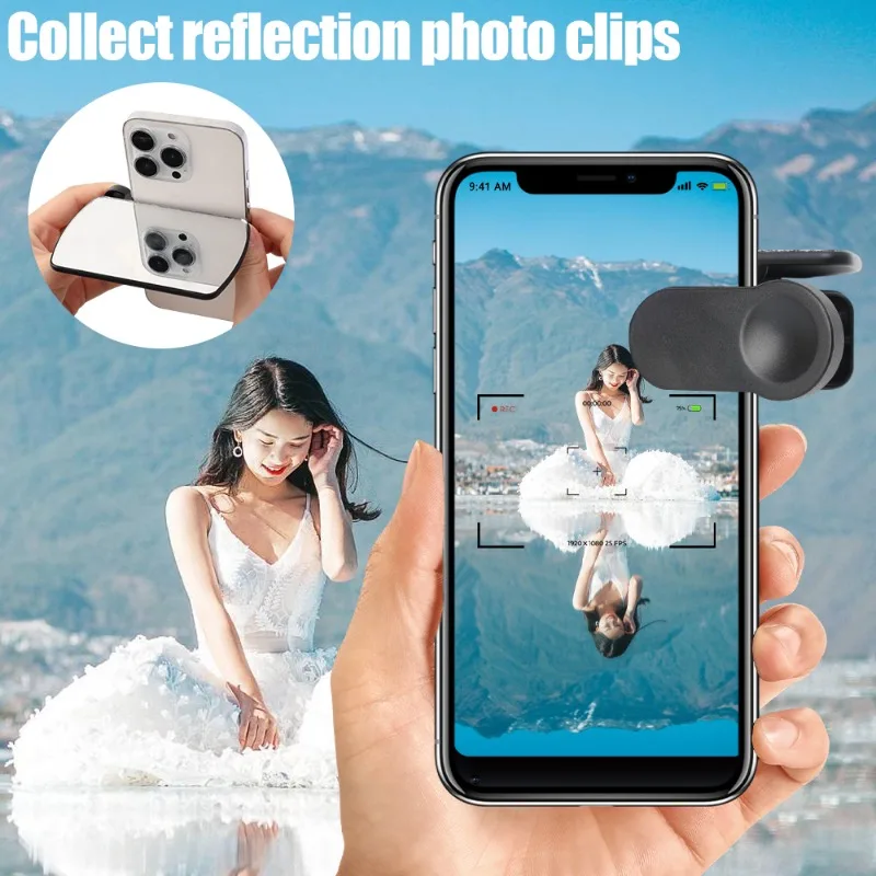 Phones Camera Mirror Reflection Clip for Iphone Samsung Xiaomi Reflection Camera Clip Selfie Reflector Phone Shooting Supplies