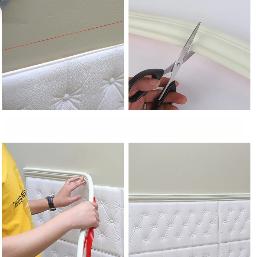 1PC 2m/78.74inch Self Adhesive Wall Trim Line Skirting Border Wall Edge Strip Sticker Waterproof Baseboard Wallpaper