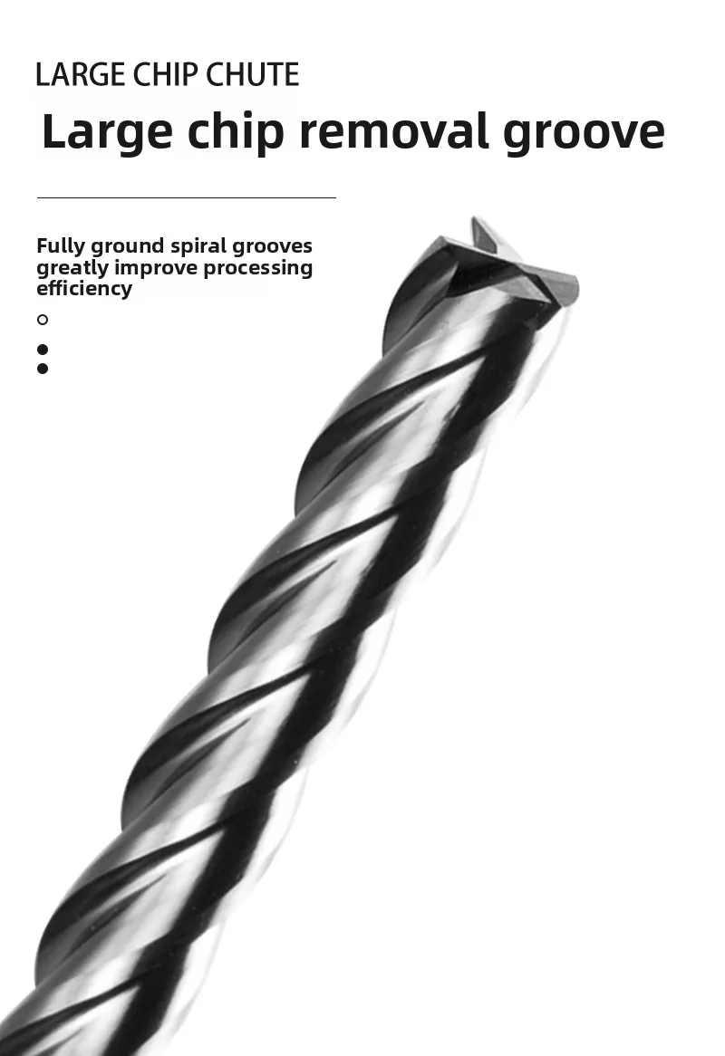 HRC60 Vollhartmetall-Schaftfräser mit Verlängerung, 4-Schneiden für Stahl, 3-Schneiden für Aluminium, Langlaufler Fräser – Detail 5