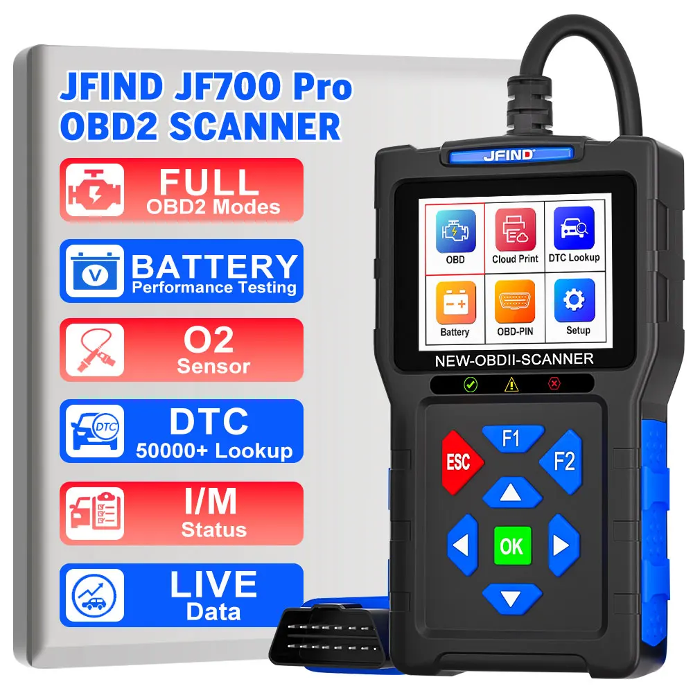 Newest Car OBD2 Scanner Diagnostic Tool Code Reader JFIND JF700 Pro Check Engine Code Reader Real-Time Data OBD2 Scanner Tools