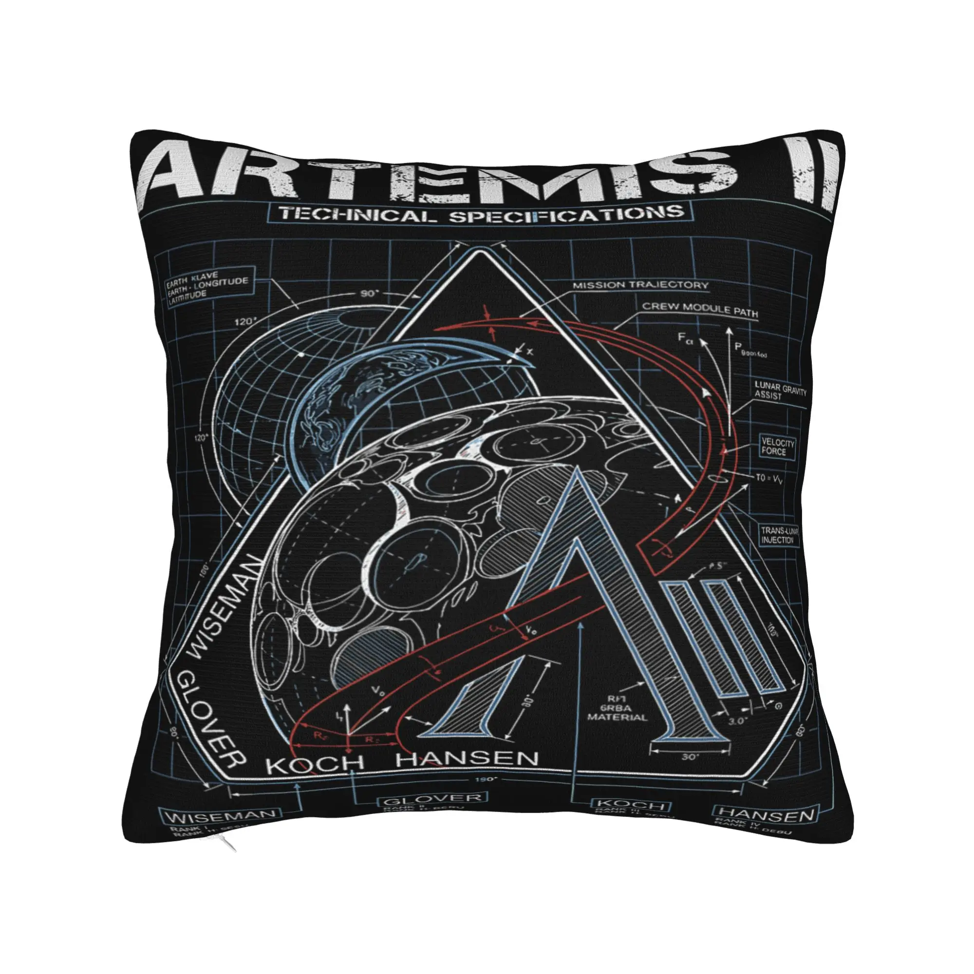 Artemis II Technical Specifications Moon Mission Blueprint Pillow Case  Pillow Cover Soft Pillowcases For Sofa Car Home Decor
