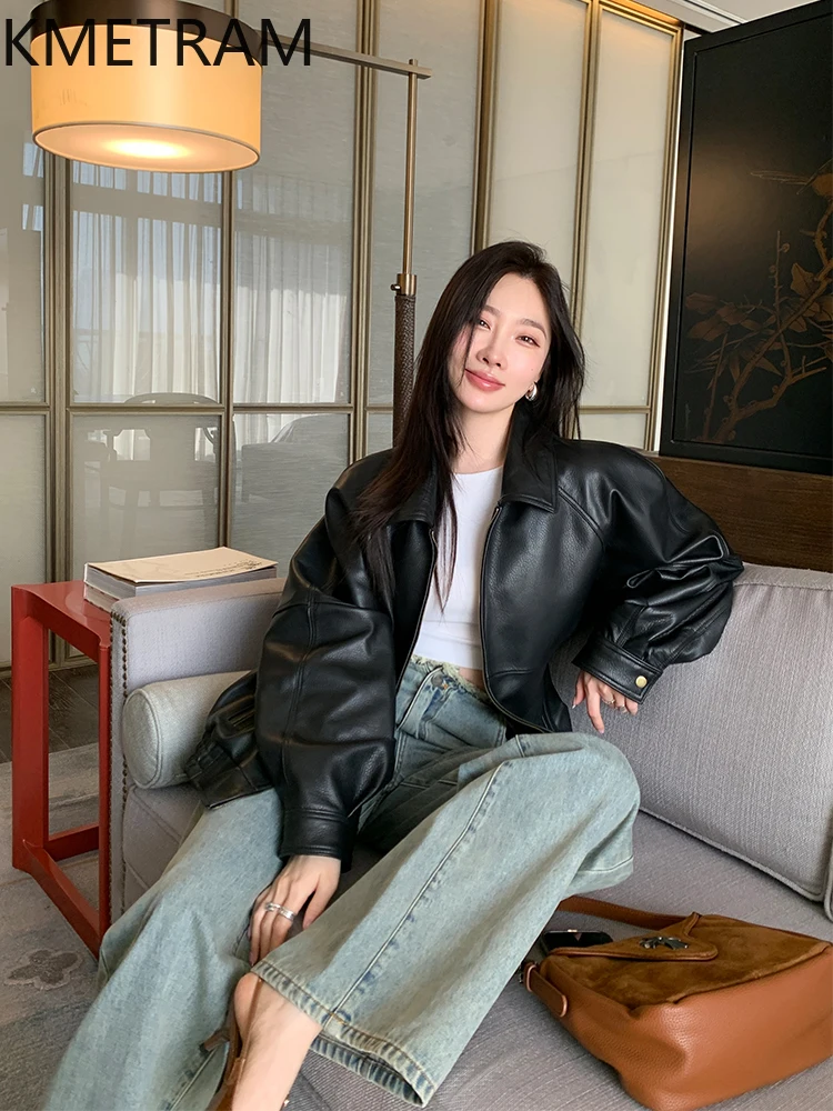 100 % Oberschicht-Schaffelljacke für Damen, schwarz, lockere Echtlederjacken, neu in Oberbekleidung, Herbstkleidung, 2025 Damen Diegoка