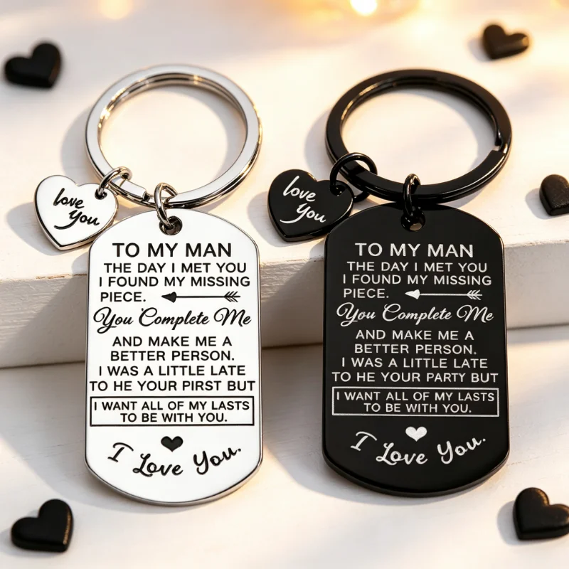 TO MY MAN Couple Romantic Military Brand Keychain, Love Words Lettering Small Love Pendant, Commemorative Small Gift