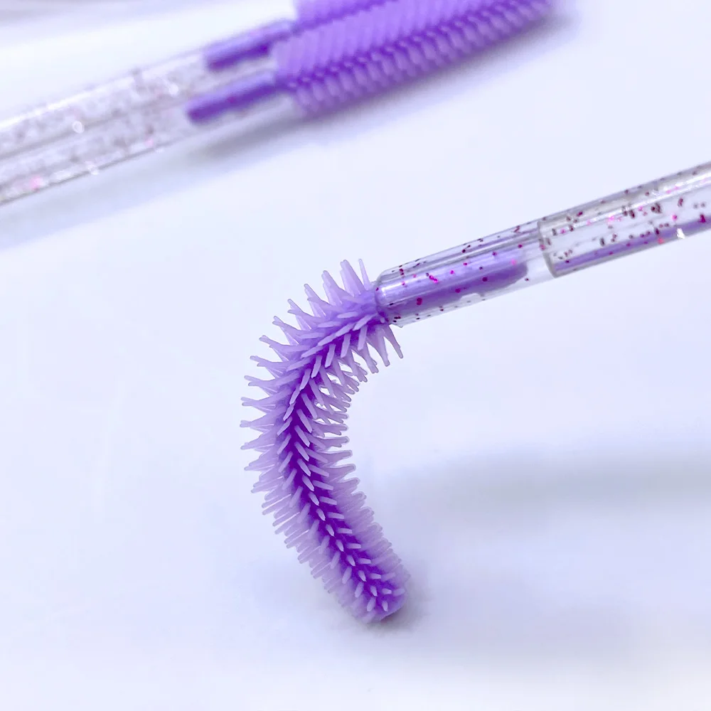 100개 일회용 속눈썹 브러쉬 실리콘 젤 마스카라 완드 어플리케이터 스풀러 속눈썹 연장 화장품 브러쉬 메이크업 도구