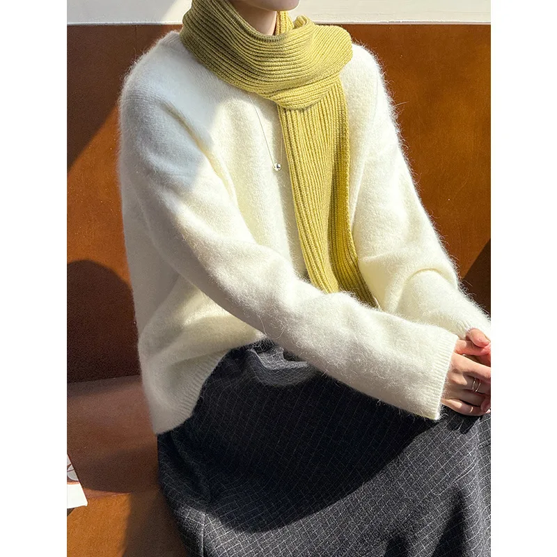 UMI MAO Top Femme Autunno Inverno Nuovo Morbido Soffice Latte Fufu Maglione di Pelliccia di Coniglio Per Le Donne Allentato Stile Pigro Top Lavorato A Maglia