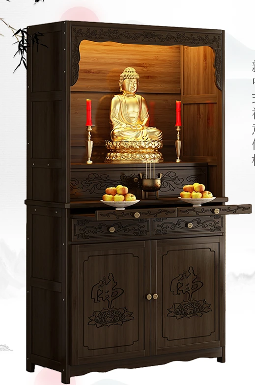 Buddhist niche new Chinese vertical cabinet Buddhist table household modern worship table God of Wealth cabinet Bodhisattva