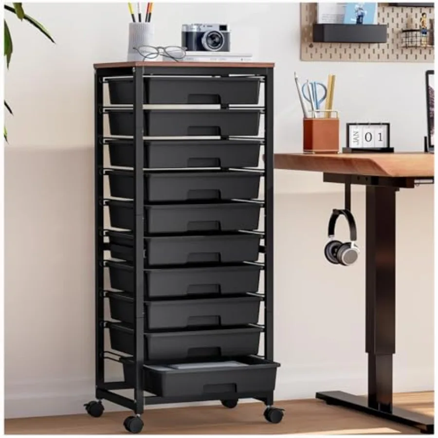 

Тележка на колесах с 10 ящиками, черная, для хранения, для учителей