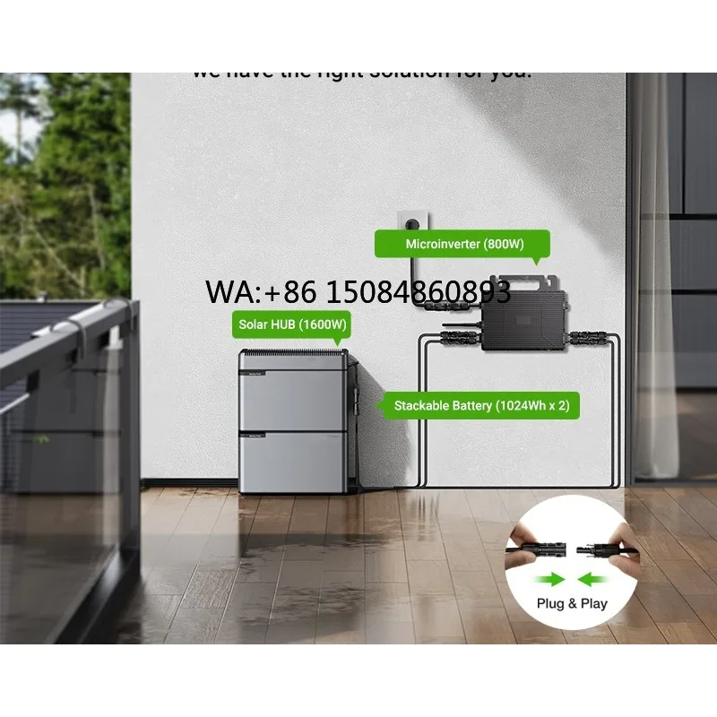 Solar balcony power generation800W 1600W 2000W Photovoltaic Balcony Power Plant Plug and Play Backup 1kwh-4kwh Storage
