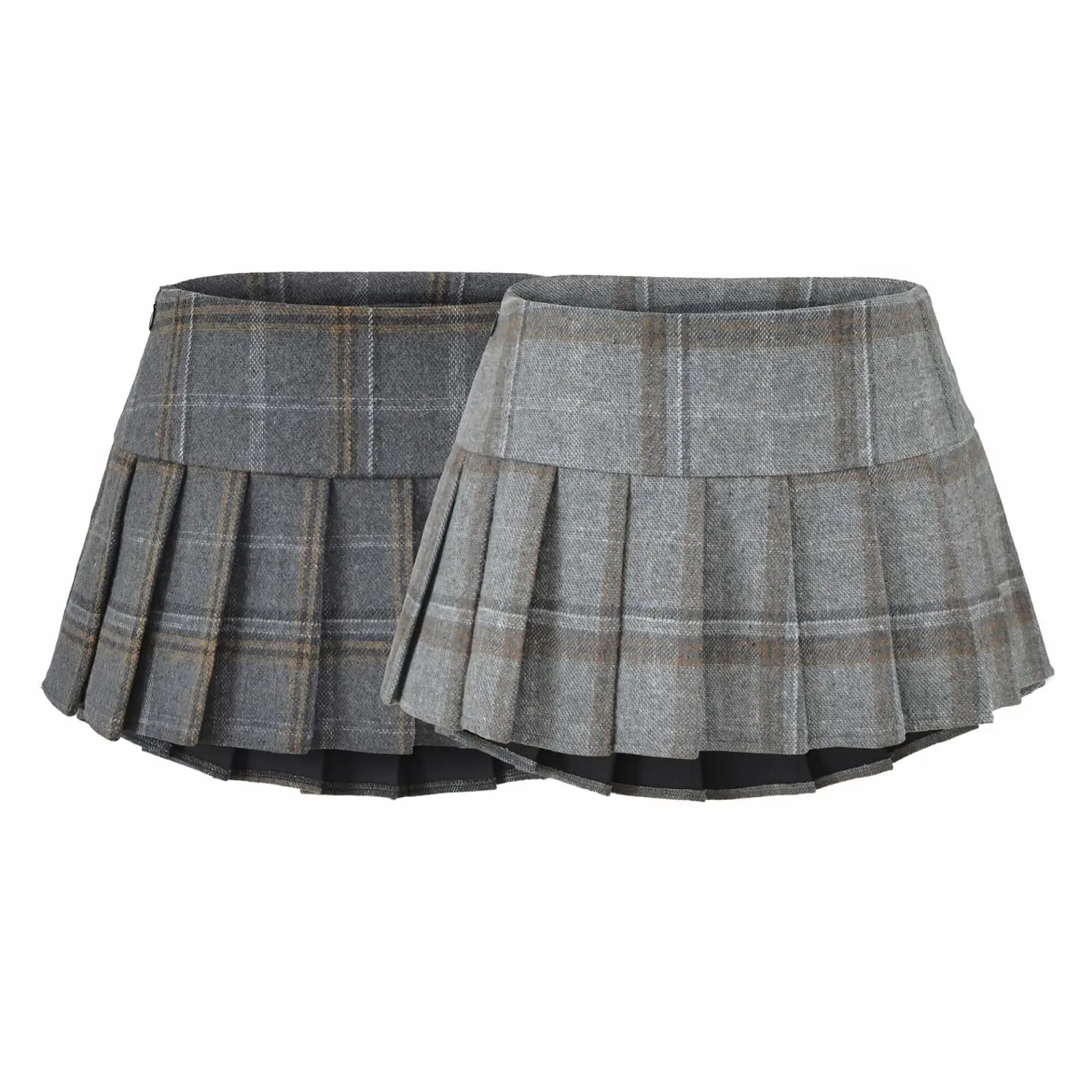 Spring 2026 New Spice Girl Medium and Low Waist Plaid Woolen Pleated Skirt Women's Anti-light Skirt Short Skirt