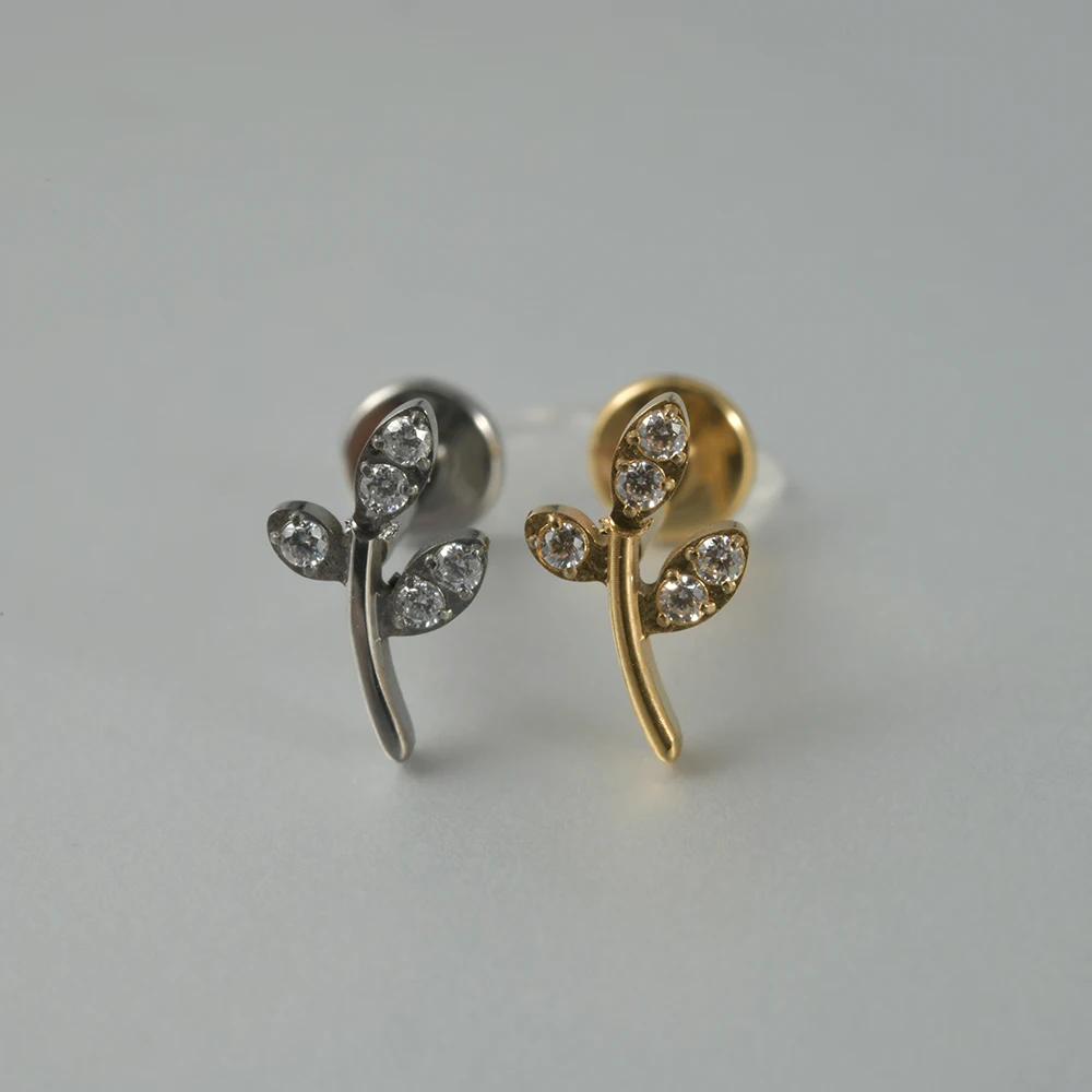 Opal Flower Cartilage Earrings, Solid Titanium