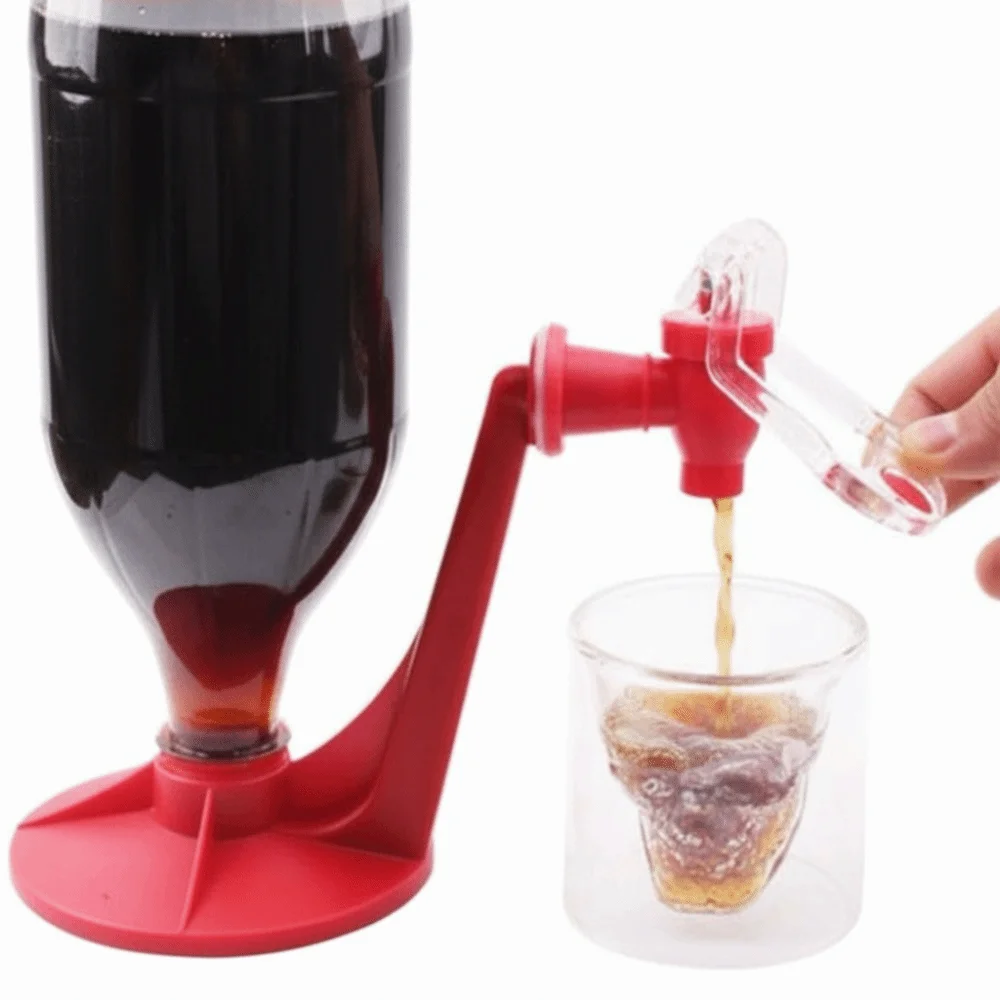Durable ABS+TPR Water Dispenser Red Portable Drink Dispenser Hand Pressure Creative Soda Dispenser Space Saving