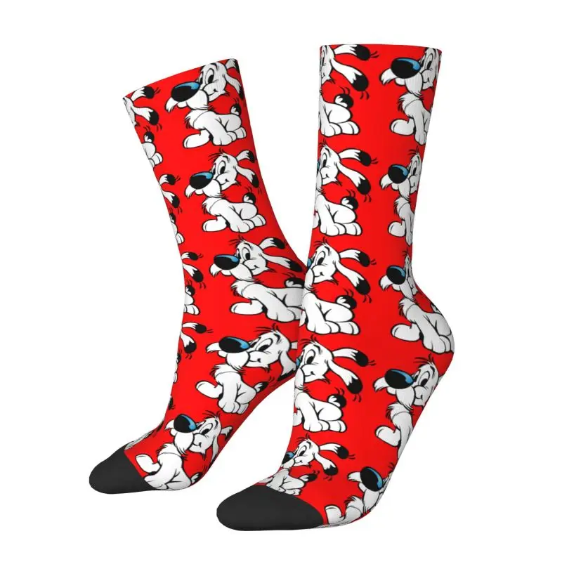 Custom Funny Asterix And Obelix Dogmatix Socks Women Men Warm 3D Print Funny Cartoon Dog Idefix Football Sports Socks