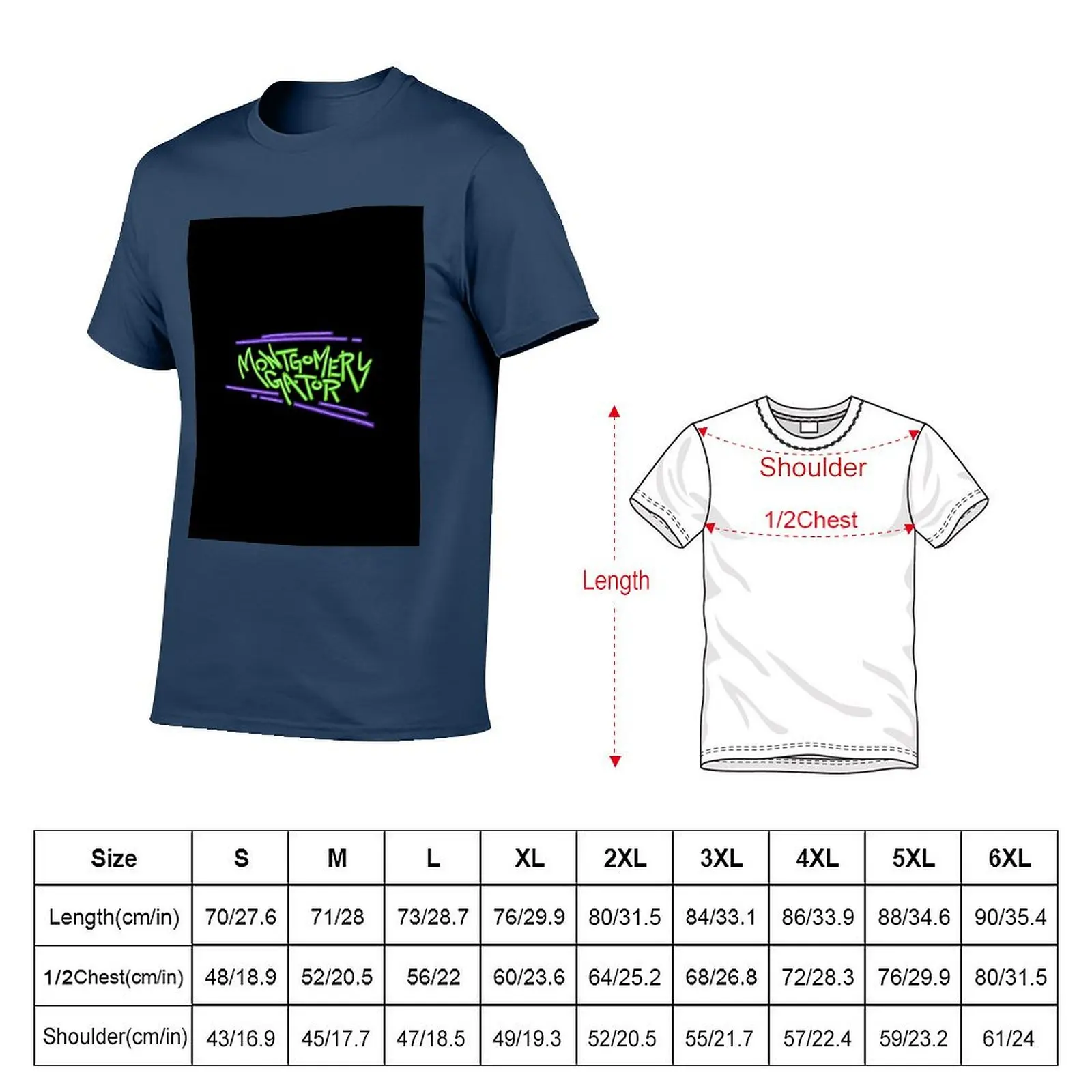 Montgomery Gator LED name sign T-Shirt man t shirt heavy cotton t shirt man luxury man t shirts cotton T-Shirt
