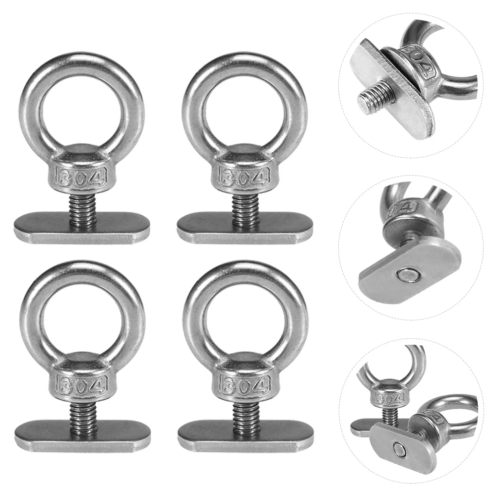 4 Pcs Kayak Ring Hook Anti-rust Track Mount Accessories Hooks for Hanging Multi-functional Stainless Steel Lifting