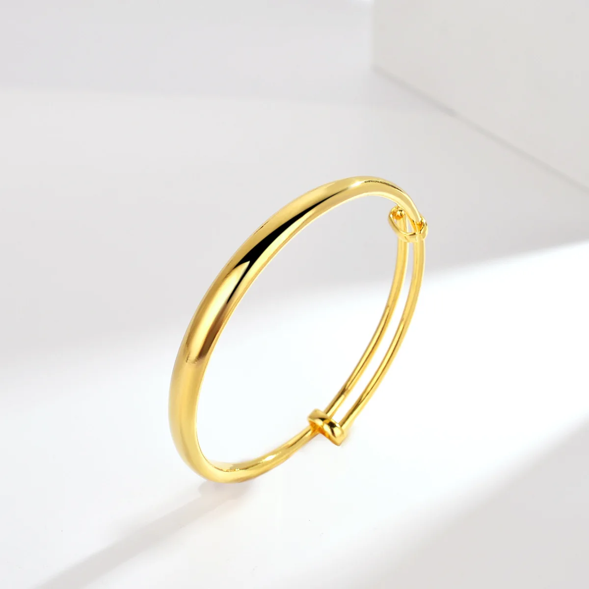 AU999 Gold Shop Smooth Bracelet 24K Pure Gold Womens Bracelet Push-Pull Wedding Smooth Bracelet Gift for Girlfriend Gold Jewelry