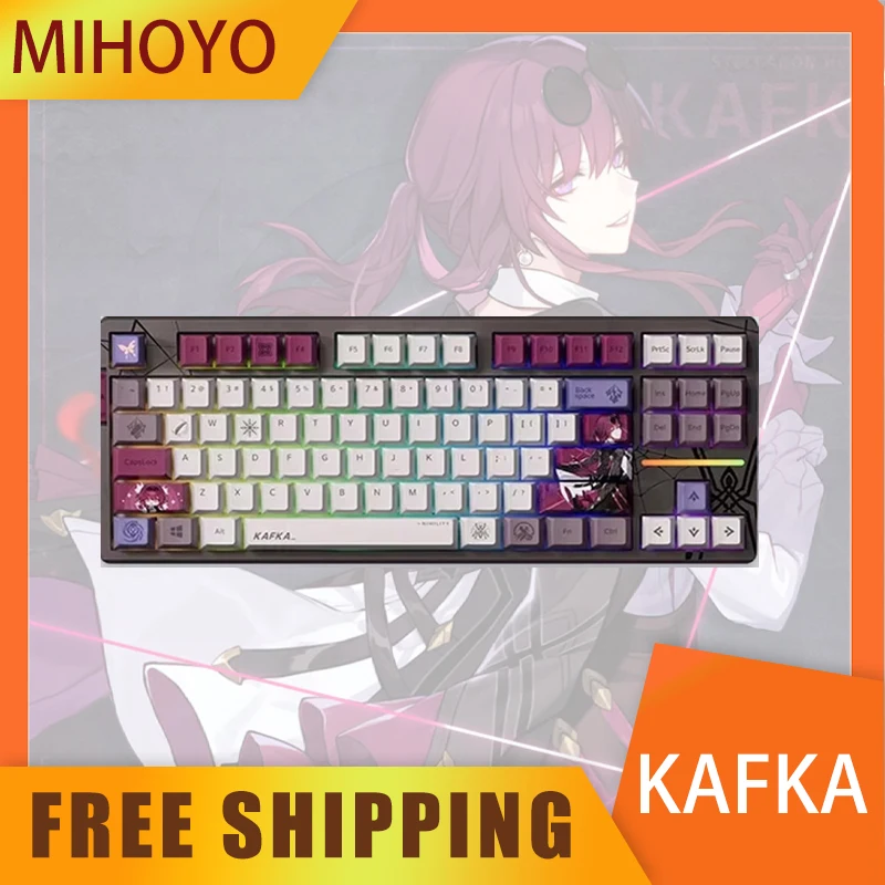 miHoYo Kafka Mechanical Keyboard Anime Honkai: Star Rail Custom Tri-Mode Wireless Bluetooth 5.0 Rgb Backlight Keyboard For Gamer