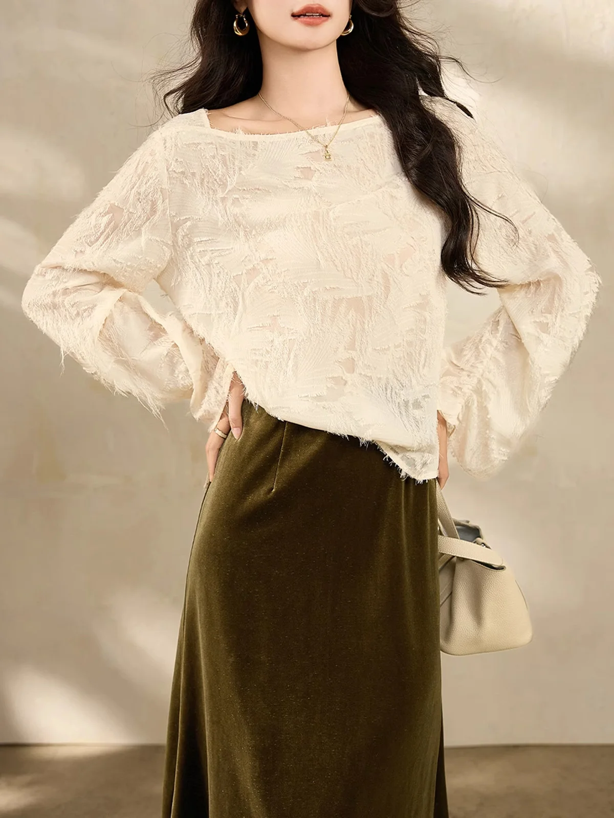 

Уникальный красивый бархатный длинный костюм-свеч в Корейском стиле, облегающий круглый костюм Ne Pure Color, осень 2024 г.