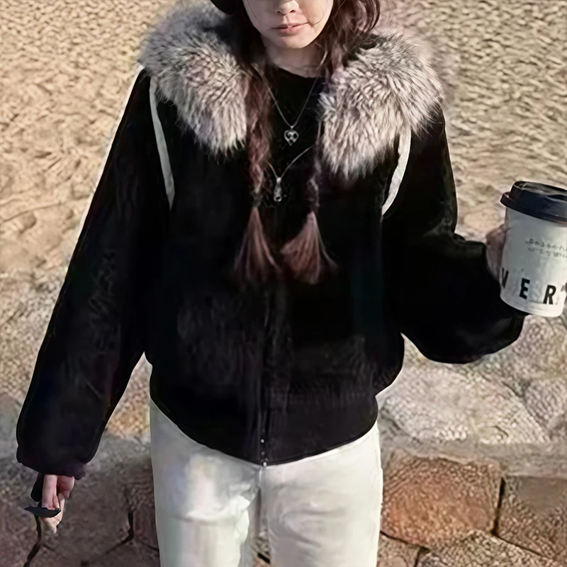 

Loose Women's Lazy Sle Cotton Jaet Coat Long Sve Hooded Oversized Autumn Winter New Arrival Small Size Friendly Coat