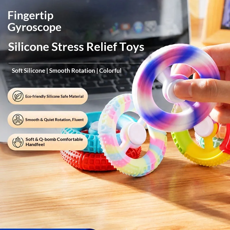 Jouet anti-stress hypoallergénique en silicone, Fidget Spinner, jouet de relaxation, renforceur de force de préhension, texturé