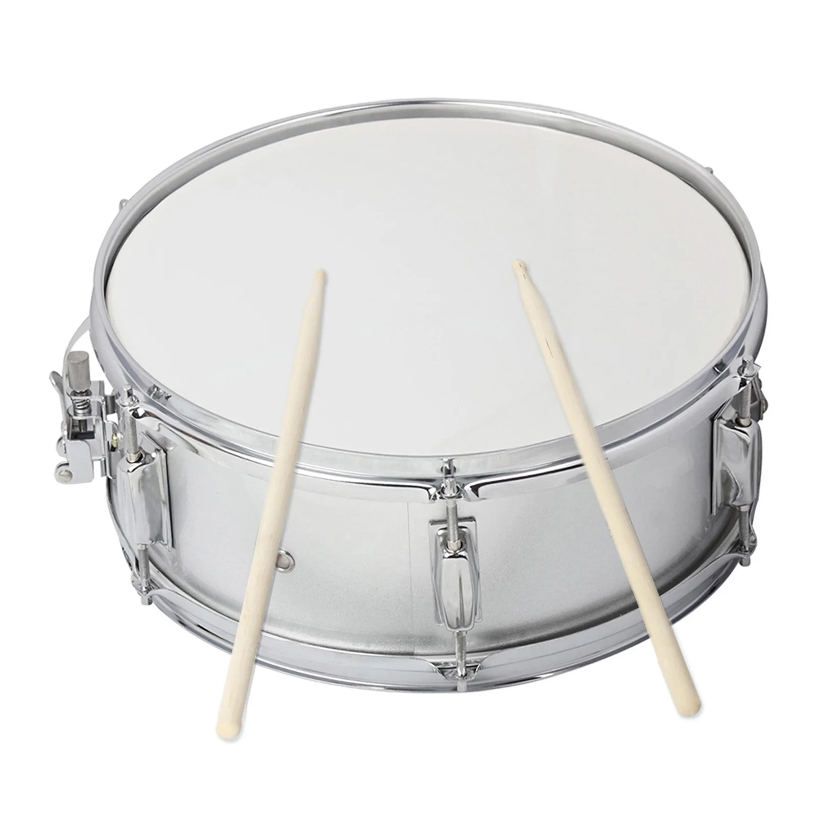 Professional 14Inch Snare Drum with Drumstick Drum Key Strap Electroplating Steel Rim 9 Ply Wooden Drum Chamber for Student Band