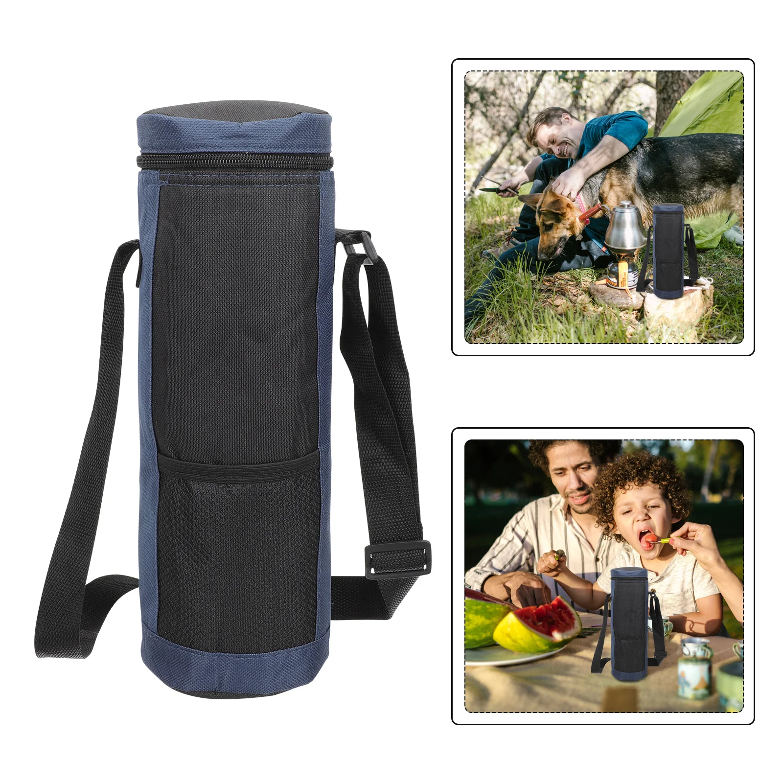 

Oxford Cloth Insulated Water Bottle Storage Bag Adjustable Shoulder Strap Portable Outdoor Camping Baby Bottle Protective Sleeve