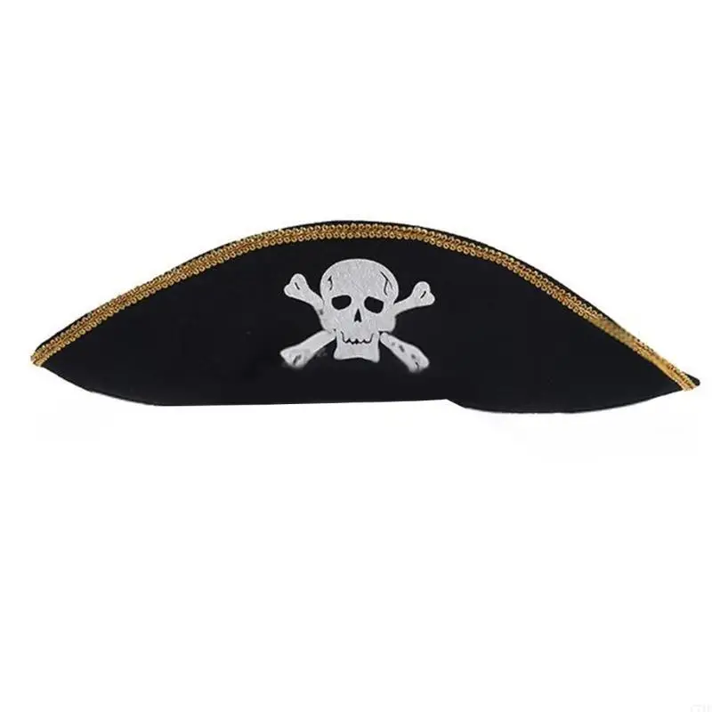 

C71F Stage Performances Pirate Hat for All Age Halloween Party Captain Hat Theme Party Hat Masquerade Dress Up Hat