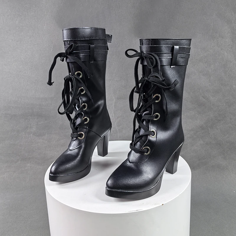 Jogo honkai star rail destino sabre cosplay sapatos botas pretas personalizadas das mulheres dos homens carnaval festa de halloween role play sapatos saltos