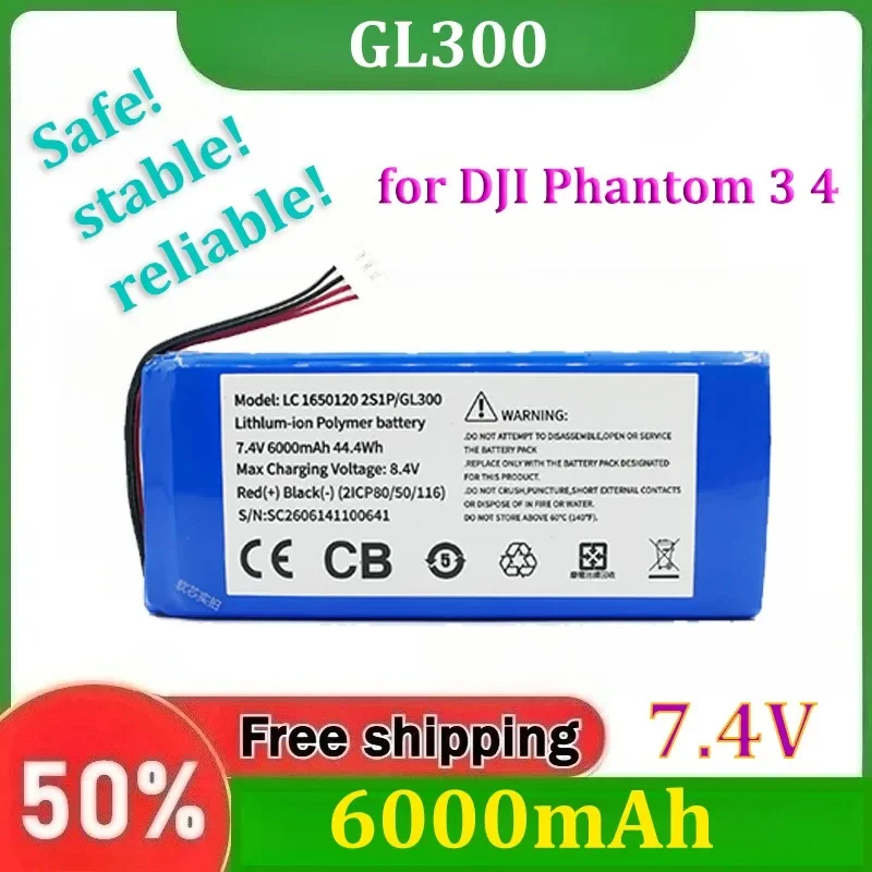 for DJI Phantom 3 4 3 Pro 3A 4 Pro 4A Pro V2.0 Inspire 1 2 7.4V 6000mAh LC 1650120 2S1P High Capacity LiPo Replacement Battery