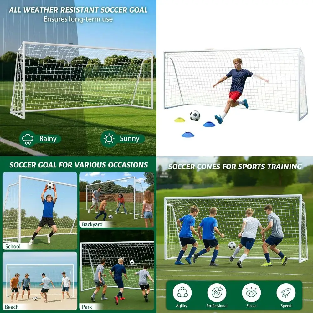 

Versatile Soccer Goals - 24x8', 21x7', 18x7', 12x6', 16x7', 10x6', 8x6', 6x4' - Suitable for Youth & Adults, Ideal for Indoor &