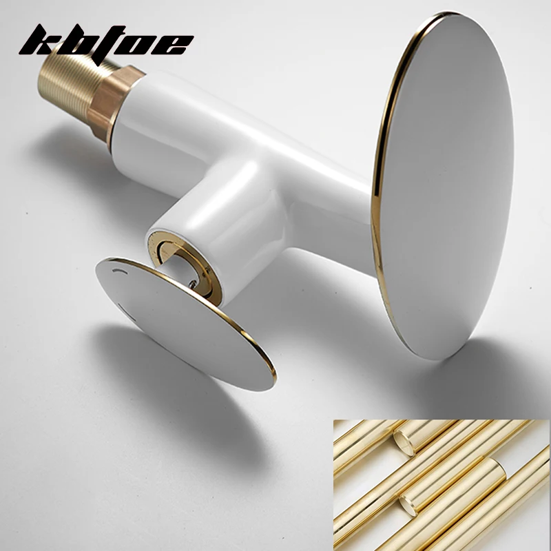 Imagem -04 - Latão Bacia Torneiras do Banheiro Cachoeira Lidar com Único Torneira de Água Fria e Quente Vessel Sink Toque Mixer Guindaste Preto Cromo Branco